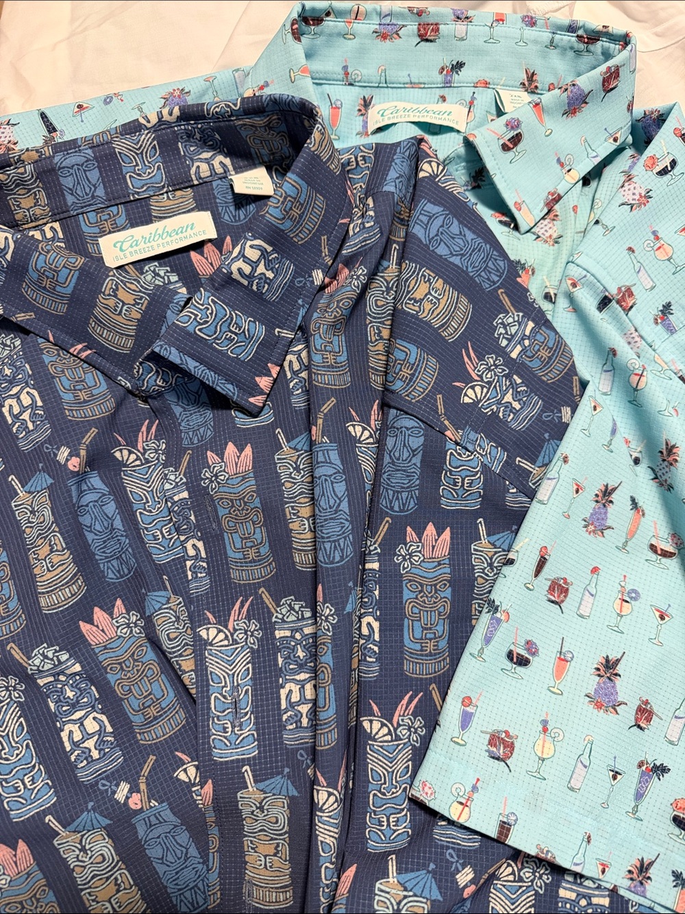 Caribbean Navy and Aqua Tiki & Cocktail Print Short Sleeve Shirt Set